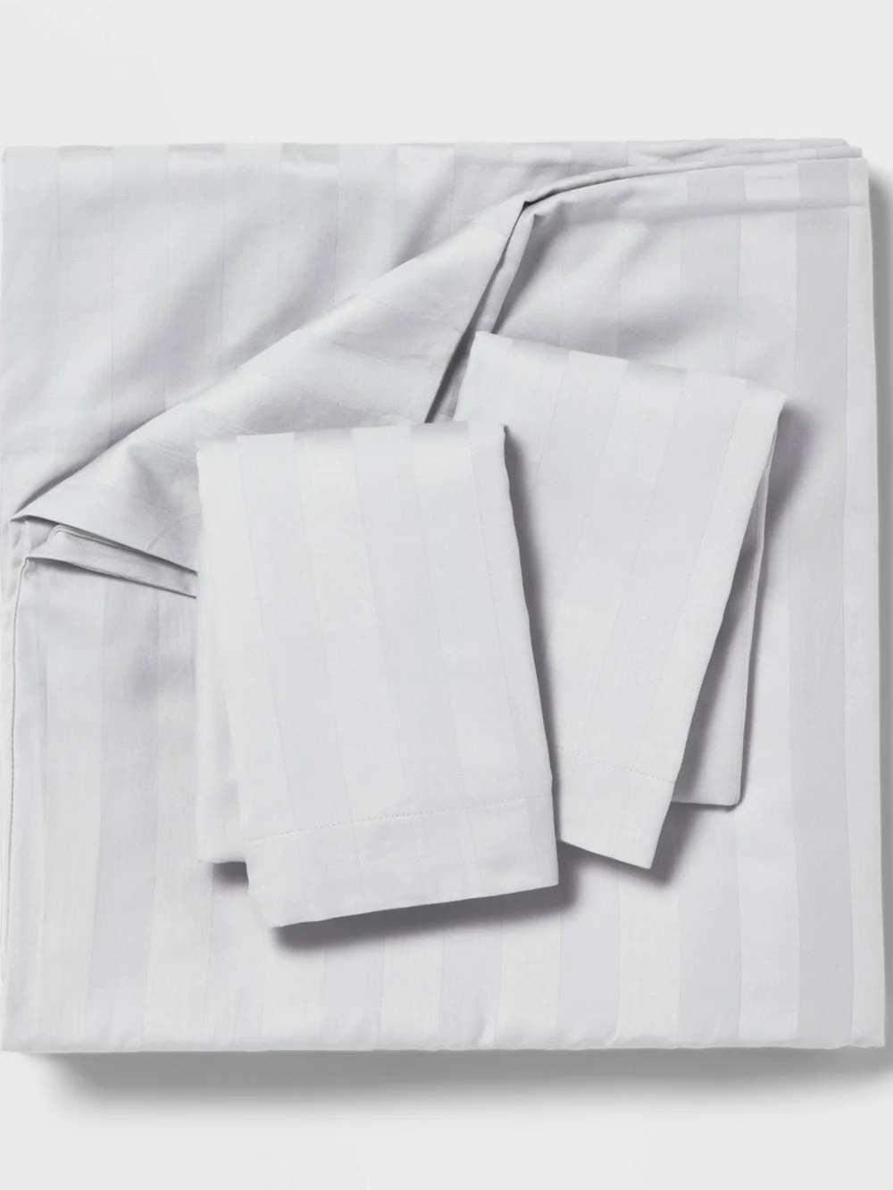 Threshold 3 Piece Luxe Striped Damask Duvet Set Light Gray